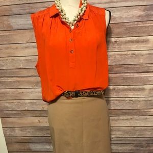 Maeve orange sleeveless blouse L Anthropologie